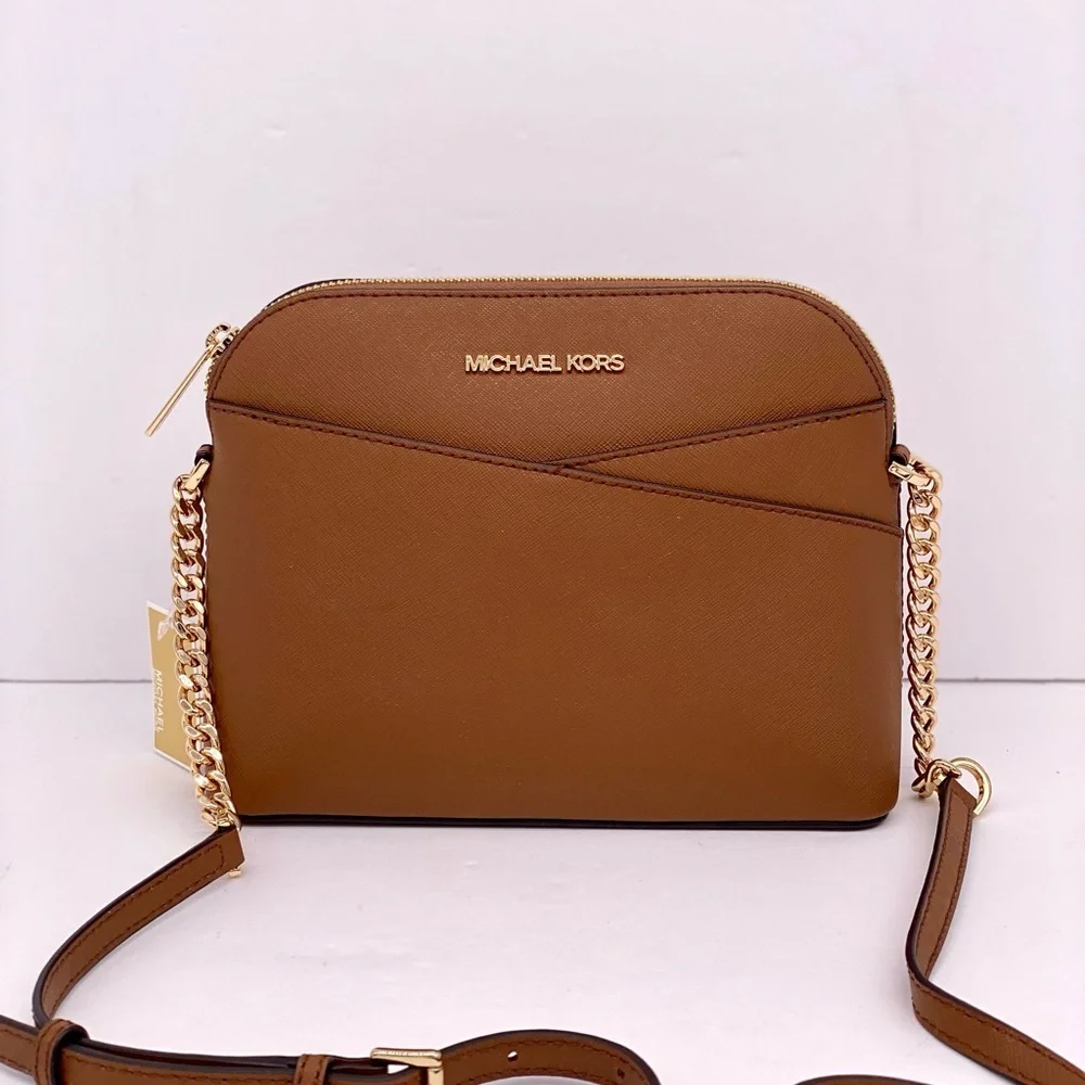New Michael Kors Jet Set Travel Medium Dome Crossbody Leather Luggage